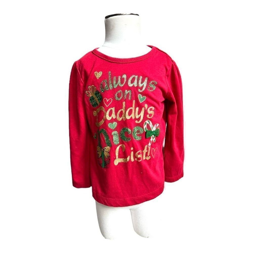Baby Girls Celebrate Holidays Daddy’s Nice List LS Graphic Tee Shirt - Sz 24 mo